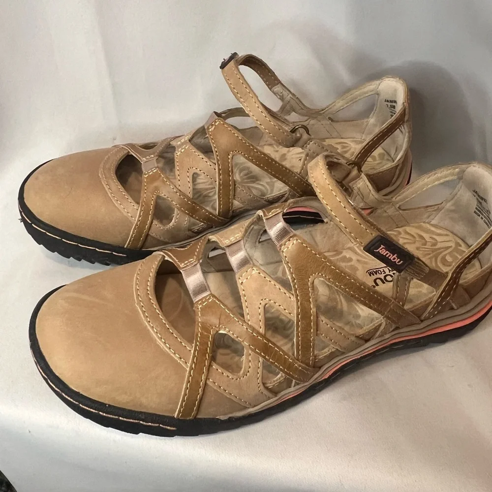 Jambu Tangerine Leather Sandals 7.5 - Picture 2 of 9